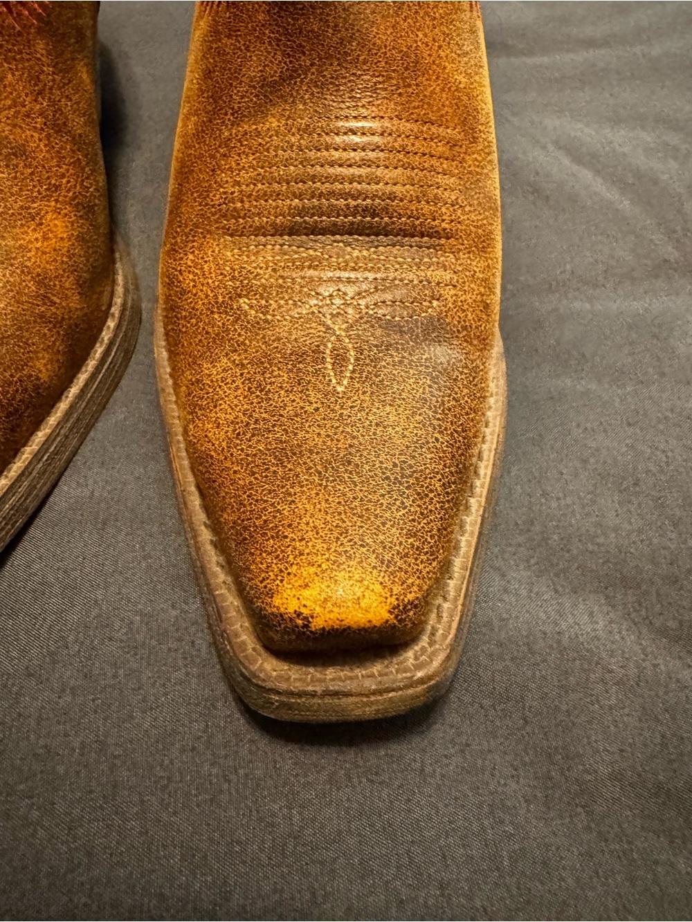 Ariat Brown Leather Western Heeled Boots with Red Stitching - Picture 4 of 10